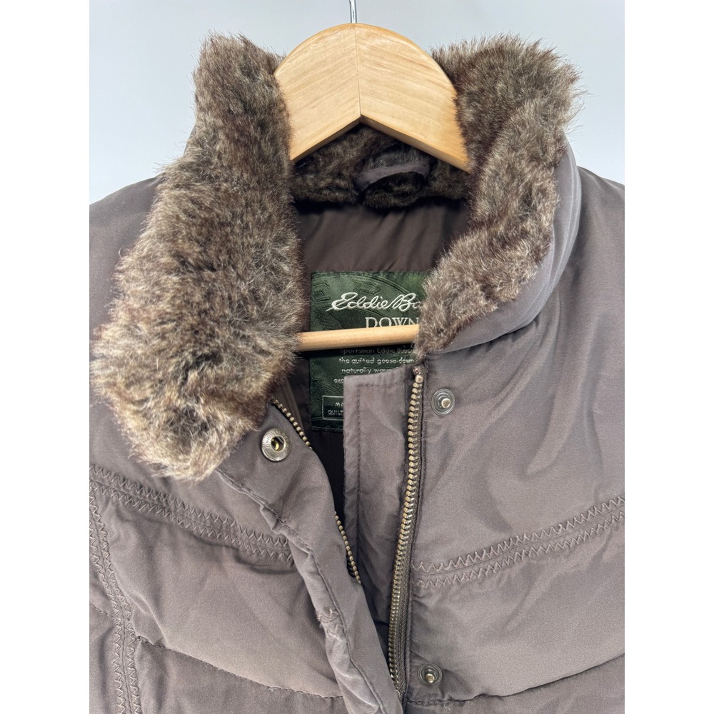 Eddie Bauer Goose‎ Down Puffer Vest Womens M Brown Quilted Outdoor Hiking Zip - Picture 8 of 10